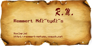 Remmert Mátyás névjegykártya